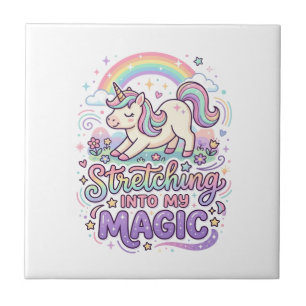 Unicorn Stretching Into My Magic Bold Typography S Ceramic Tile
