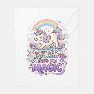 Unicorn Stretching Into My Magic Bold Typography S Fleece Blanket