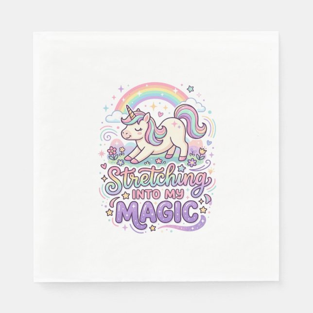 Unicorn Stretching Into My Magic Bold Typography S Napkin (Front)