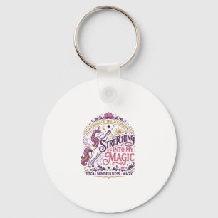 Unicorn Stretching Into My Magic Stylish White Bac Key Ring