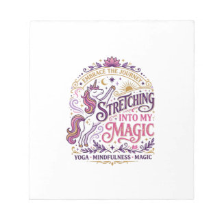 Unicorn Stretching Into My Magic Stylish White Bac Notepad