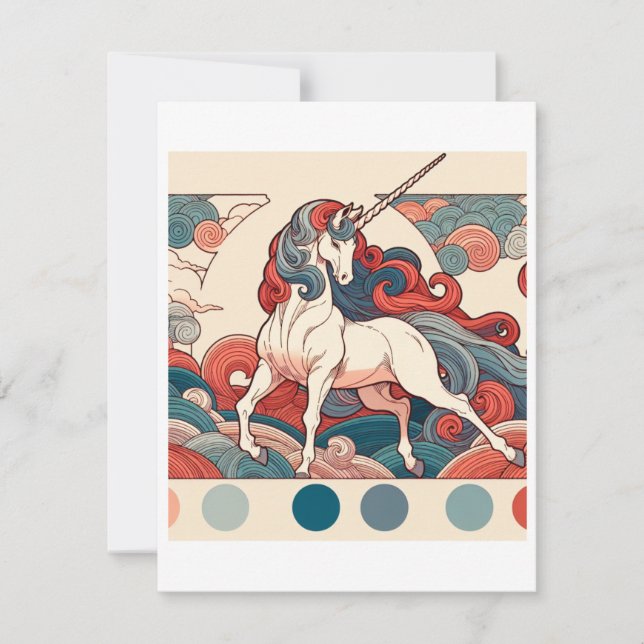 Unicorn Study F - Fantasy AI Holiday Card (Front)