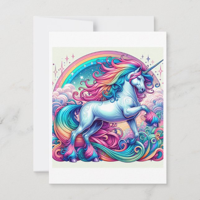 Unicorn Study H - Fantasy AI Holiday Card (Front)