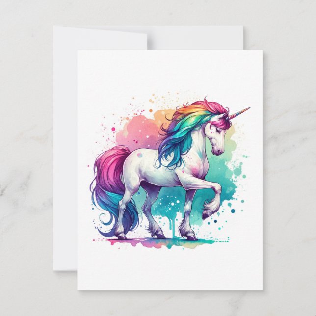 Unicorn Study J - Fantasy AI Holiday Card (Front)