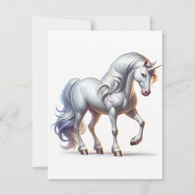 Unicorn Study O - Fantasy AI Holiday Card (Front)
