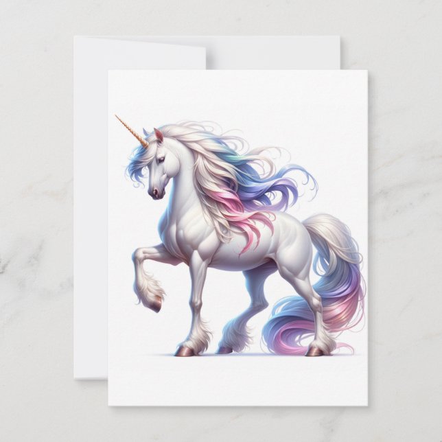 Unicorn Study P - Fantasy AI Holiday Card (Front)