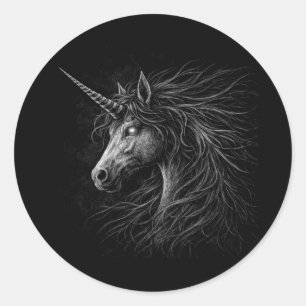 Unicorn Style Medieval Fantasy Grunge Art Classic Round Sticker