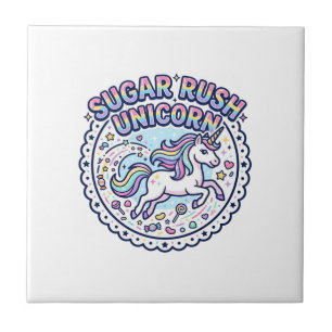 Unicorn Sugar Rush Unicorn Funny Cute Gift Design_ Ceramic Tile