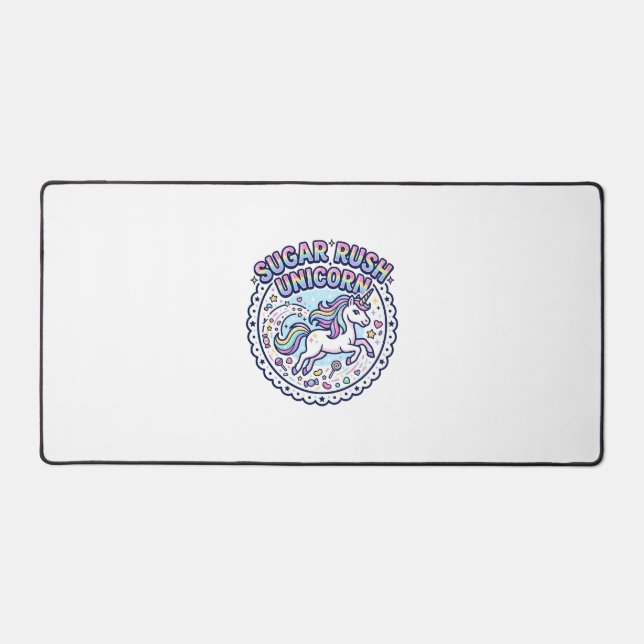 Unicorn Sugar Rush Unicorn Funny Cute Gift Design_ Desk Mat (Front)