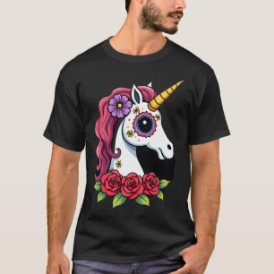 Unicorn Sugar Skull Mexican Art, Christmas T-Shirt