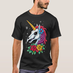 Unicorn Sugar Skull Mexican Art, Christmas T-Shirt