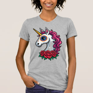 Unicorn Sugar Skull Mexican Art, Christmas T-Shirt