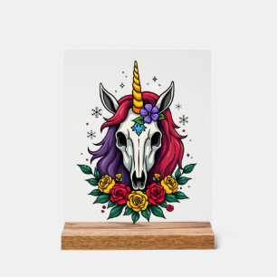 Unicorn Sugar Skull Mexican Art, Christmas T-Shirt Acrylic Sign