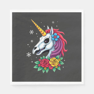 Unicorn Sugar Skull Mexican Art, Christmas T-Shirt Napkin
