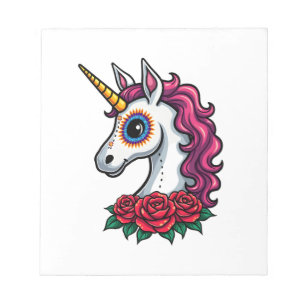 Unicorn Sugar Skull Mexican Art, Christmas T-Shirt Notepad