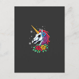 Unicorn Sugar Skull Mexican Art, Christmas T-Shirt Postcard