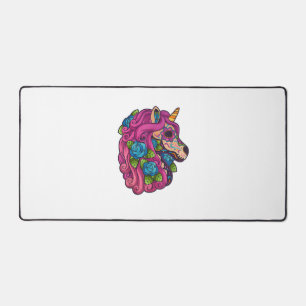 Unicorn Sugar Skull Mexico Calavera Dia De Los Mue Desk Mat