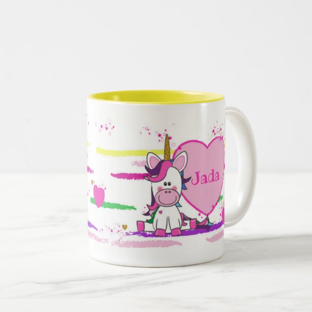 Unicorn sulk with lively colours - Unicorn Two-Tone Coffee Mug (Front Right)