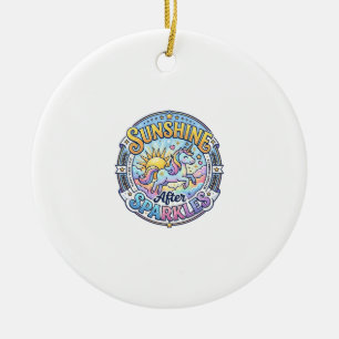 Unicorn Sunshine After Sparkles POD Ready Marketpl Ceramic Ornament