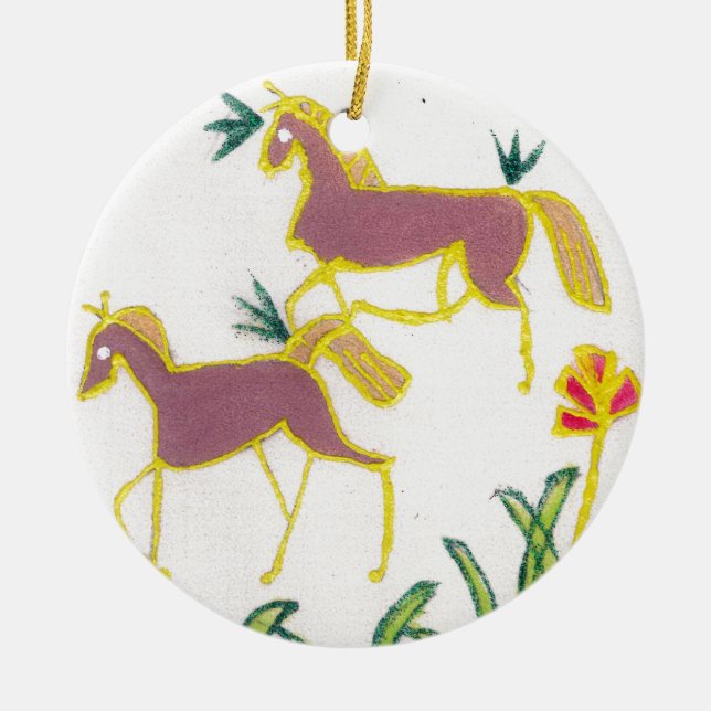 Unicorn  Sunshine Ceramic Ornament (Front)