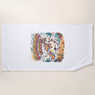 Unicorn Sunshine Hooves Commercial Sticker and Shi Beach Towel