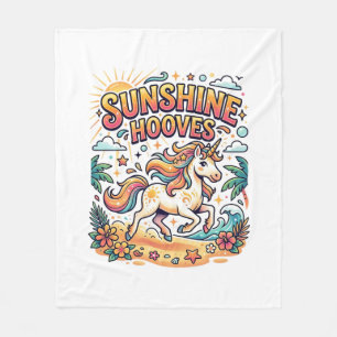 Unicorn Sunshine Hooves Commercial Sticker and Shi Fleece Blanket