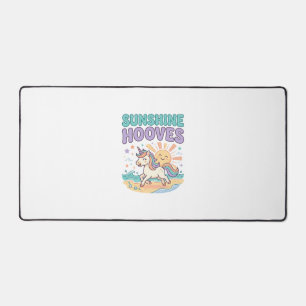Unicorn Sunshine Hooves Trendy Graphic Tee Design_ Desk Mat