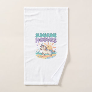 Unicorn Sunshine Hooves Trendy Graphic Tee Design_ Hand Towel
