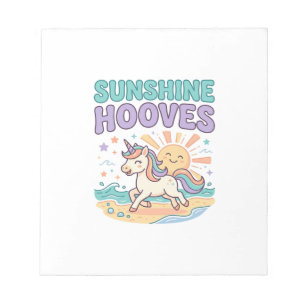 Unicorn Sunshine Hooves Trendy Graphic Tee Design_ Notepad