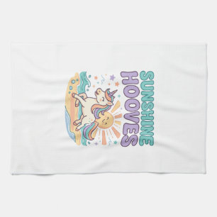 Unicorn Sunshine Hooves Trendy Graphic Tee Design_ Tea Towel