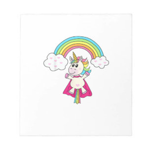 Unicorn Superhero flies to the rainbow T-Shirt T-S Notepad