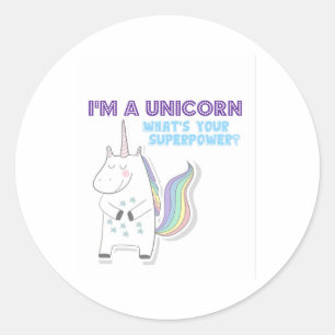 Unicorn Superpower Classic Round Sticker
