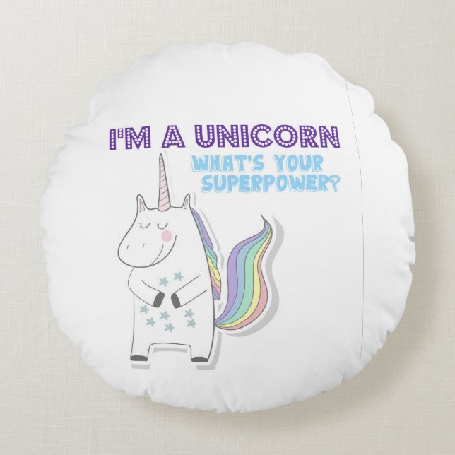 Unicorn Superpower Round Cushion (Front)