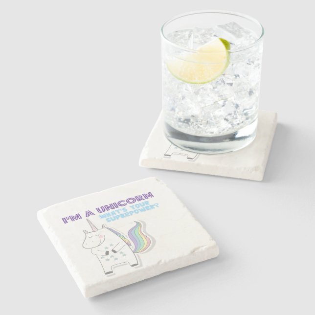 Unicorn Superpower Stone Coaster (Side)