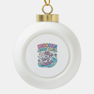 Unicorn Surf Club Ceramic Ball Christmas Ornament