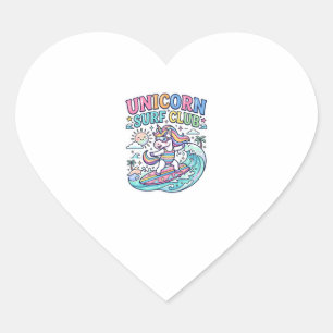 Unicorn Surf Club Heart Sticker