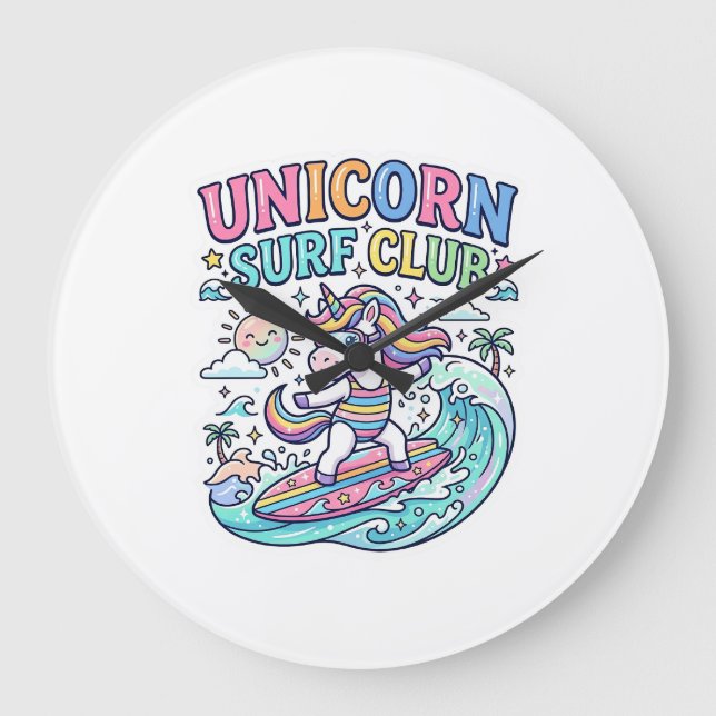 Unicorn Surf Club Large Clock (Front)
