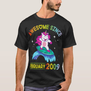 Unicorn Surfing Awesome Since February 2009 Happy  T-Shirt