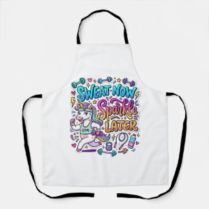 Unicorn Sweat Now Sparkle Later Gift Idea Vector D Apron
