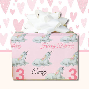 UNICORN Sweet Little Girl's Name Birthday Wrapping Paper