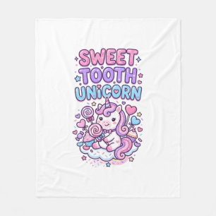 Unicorn Sweet Tooth Unicorn Cute Pastel Cute Gift Fleece Blanket