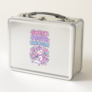 Unicorn Sweet Tooth Unicorn Cute Pastel Cute Gift  Metal Lunch Box