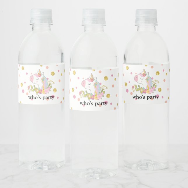 unicorn, sweet unicorn, magical, fantasy water bottle label (Bottles)