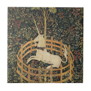 Unicorn Tapestries Captivity Mediaeval Tapestry Ceramic Tile
