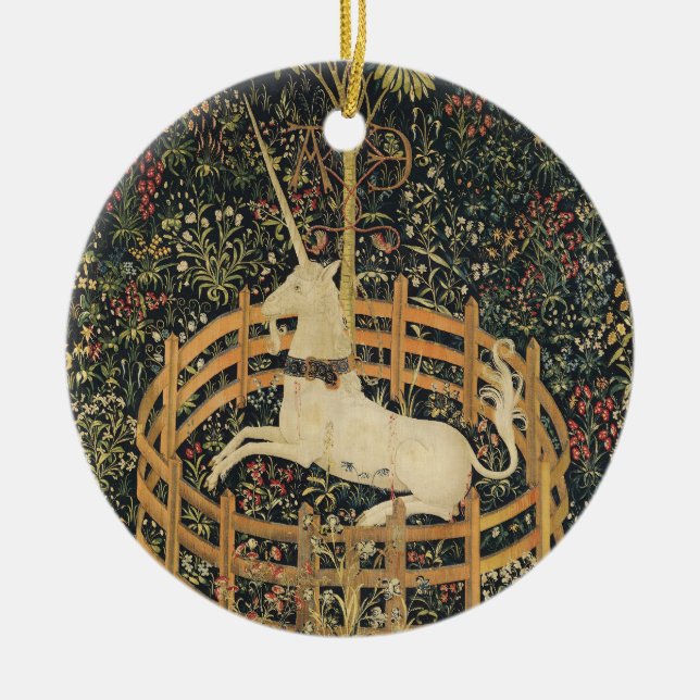 Unicorn Tapestries Classic Tapestry  Ceramic Ornament (Front)