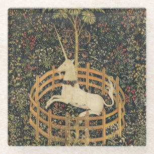 Unicorn Tapestries Classic Tapestry  Glass Coaster
