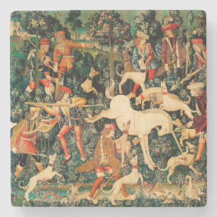 Unicorn Tapestries Defends Hunt Stone Coaster