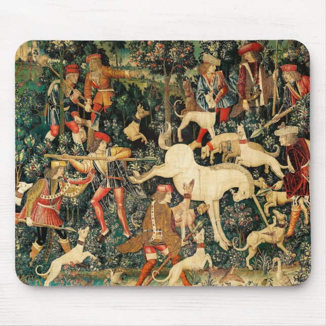 Unicorn Tapestries Defends Mediaeval Myth Legend Mouse Pad (Front)