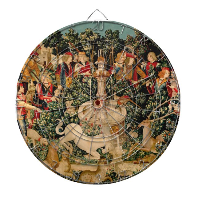 Unicorn Tapestries Found Legend Mythical Dartboard (Front)