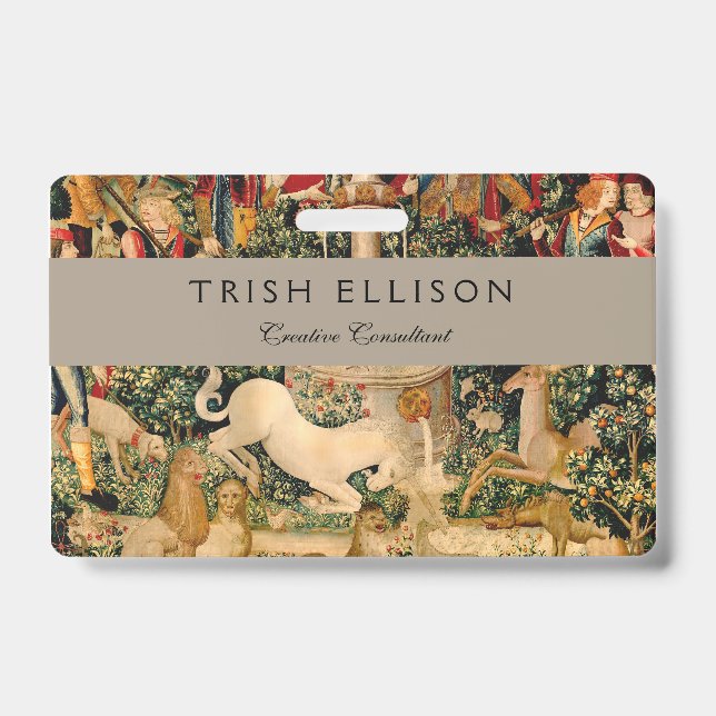 Unicorn Tapestries Found Legend Mythical ID Badge (Front)